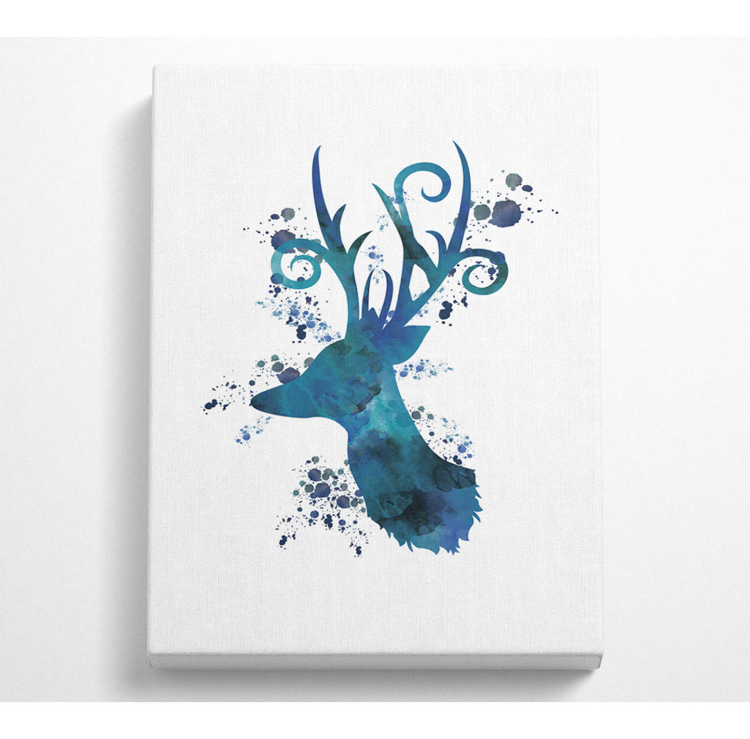 Stagg Horns Blue Canvas Druck