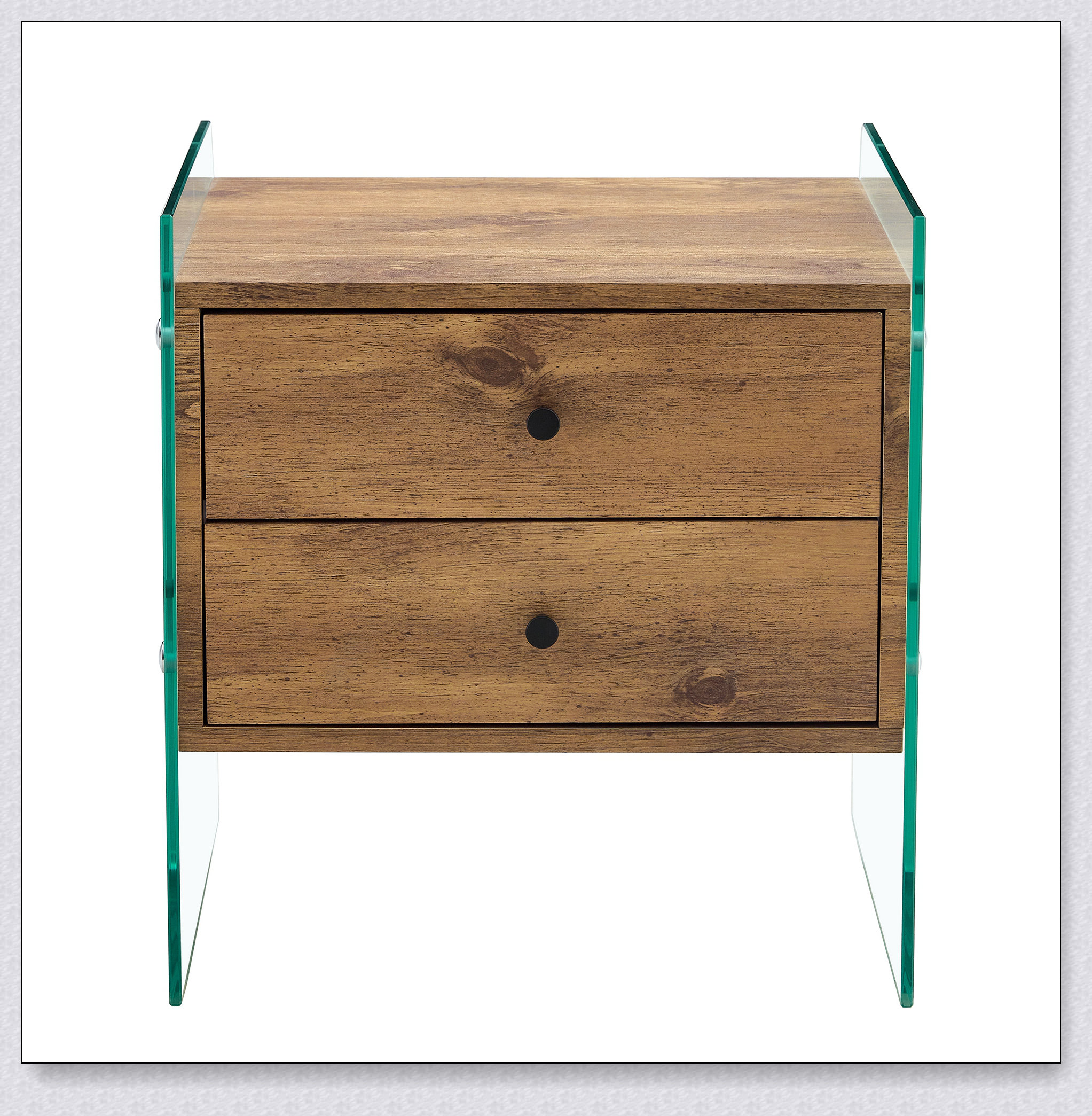 Ebern Designs Double-drawer bedside table. The board surface is MDF ...