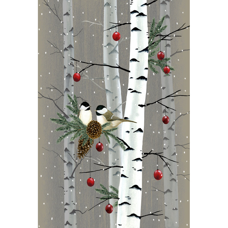 «Birch Birds II» par Grace Popp - peinture sur toile tendue, H 30 po x l 20 po