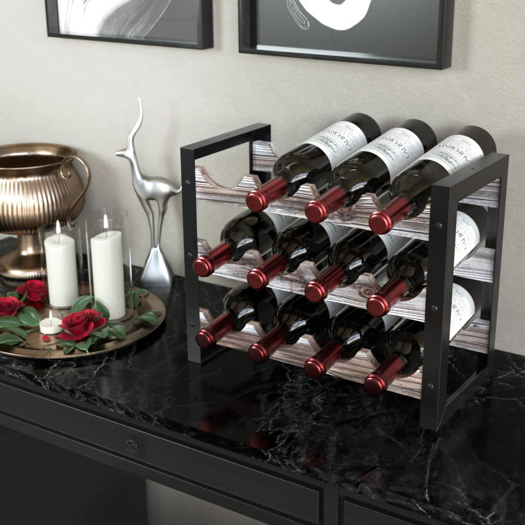 12 Bottle Tabletop Wine Bottle Rack in Black