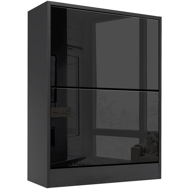 12 Pair Flip Down Shoe Storage, Black