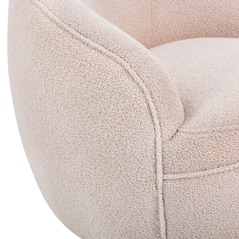 Gwenlyn 360 Swivel Teddy Sherpa Barrel Chair, Beige Teddy