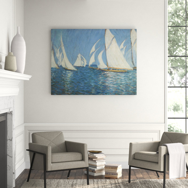 Yacht Racing On The Solent Print by Philip Wilson Steer, 36" H x 47" W, Outdoor