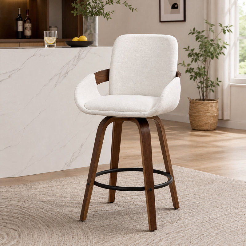 Swivel Bar & Counter Stool Set of 1, White, 1