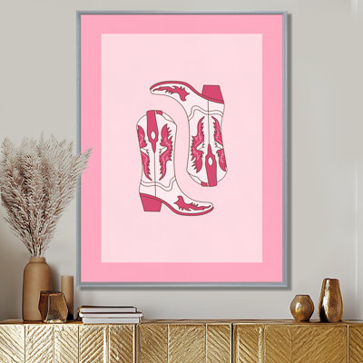 Bottes de cowboy roses - salon d'art mural