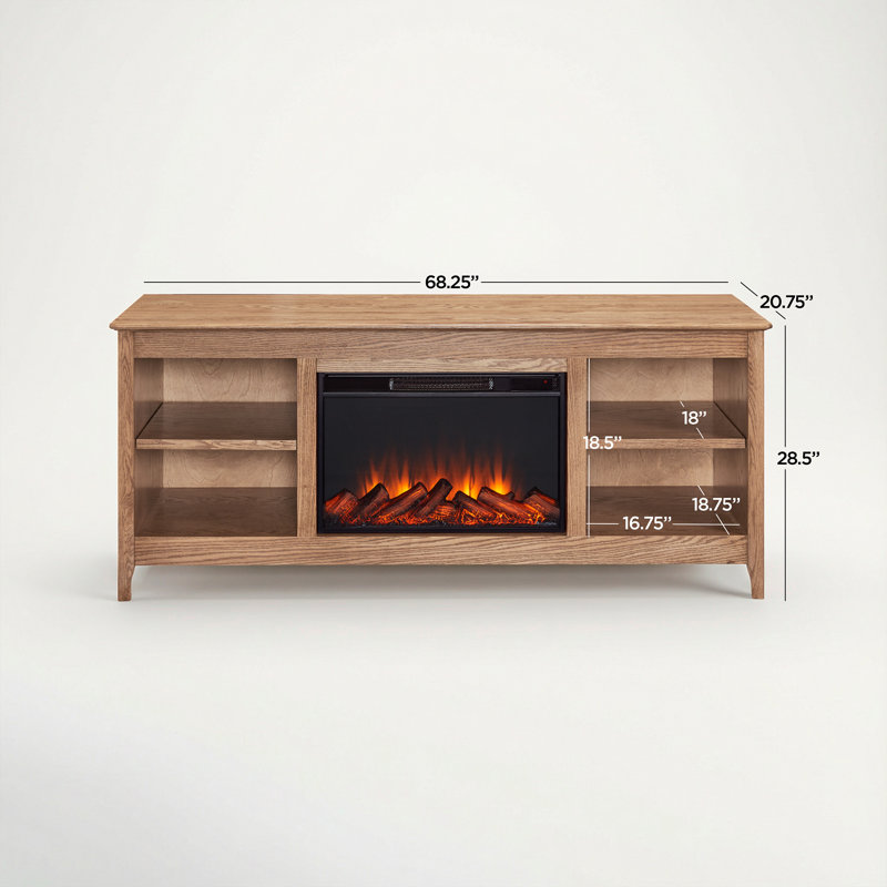 Fraley 68" Electric Fireplace TV Stand, Tan Oak