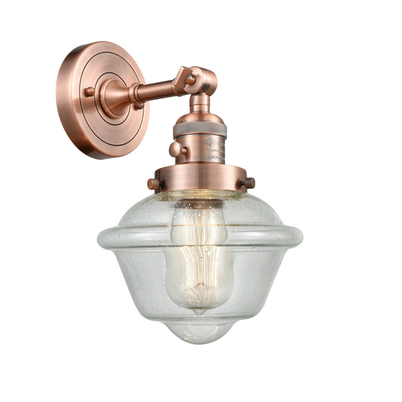 Agosto Armed Sconce, 3.5 Watt Vintage LED Bulb, Seedy, Antique Copper