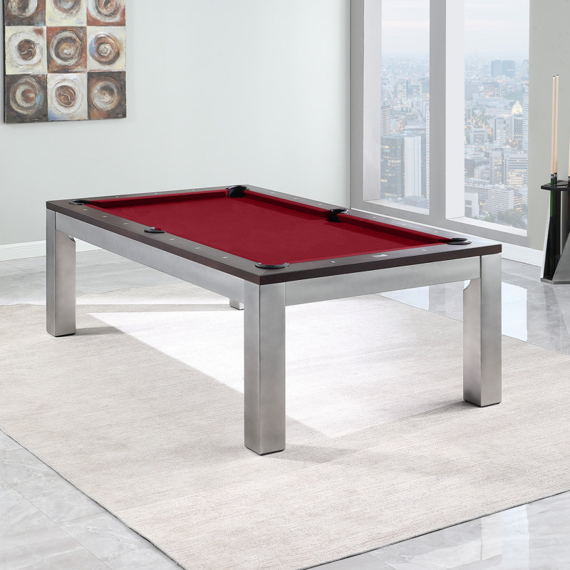 Playcraft Genoa 8' Slate Pool Table With Dining Top & Benches/Professional Installation Included, Burgundy, 8.5'