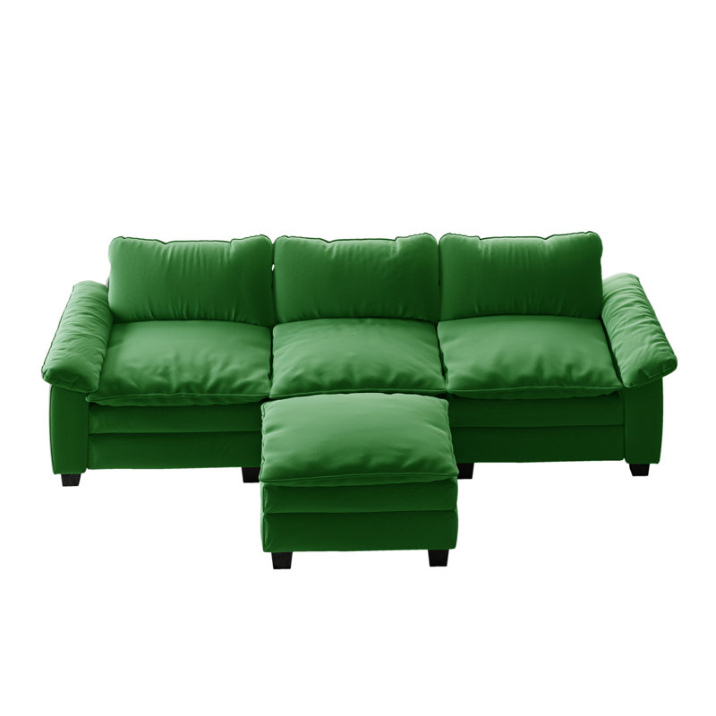 4 - Piece Velvet Sectional, Green Velvet
