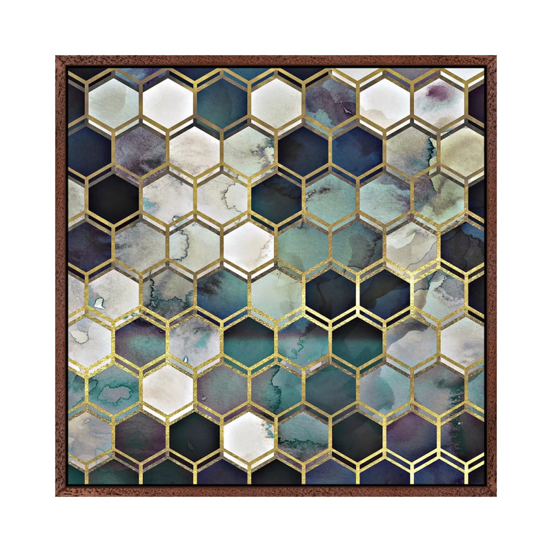 Rugged Marble by Monika Strigel - Painting on Canvas, Classic Brown Wood Framed, 45.72cm H x 45.72cm W x 3.81cm D