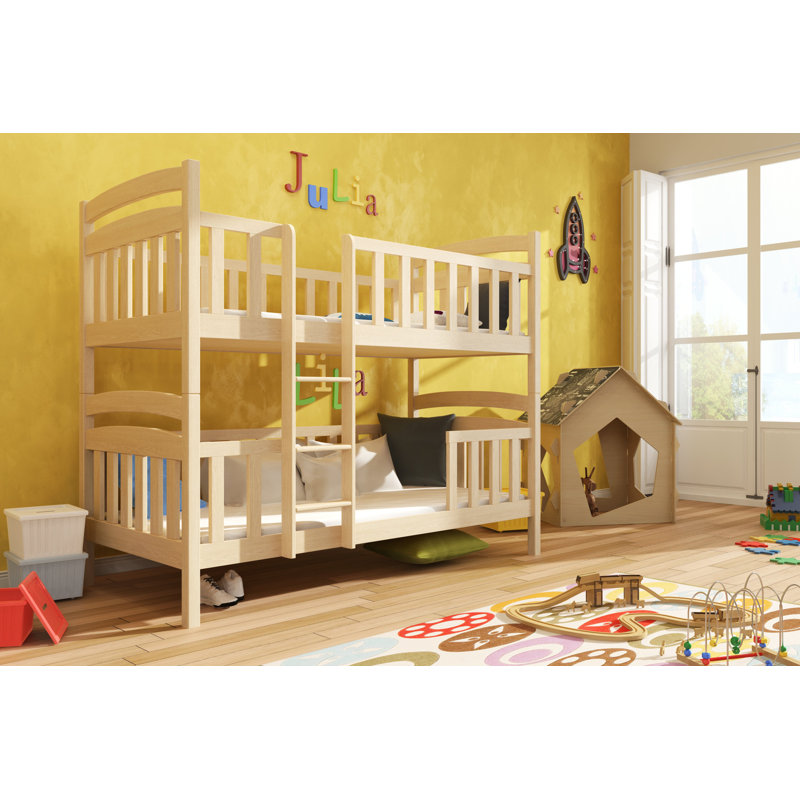 Azaiah Bunk Bed with Built-in Ladder Included, Pine