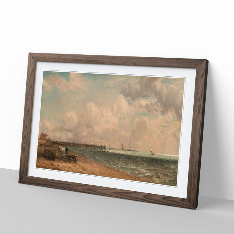 Yarmouth Jetty by John Constable - Picture Frame Painting, Walnut Framed, 36cm H x 48cm W x 2cm D
