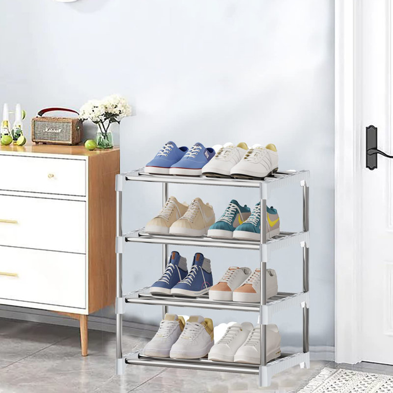 8 Pair Stackable Shoe Rack, White