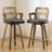 26.77" Upholstered Cane Back Counter & Bar Stool With Armrest-2029997033-2029997009