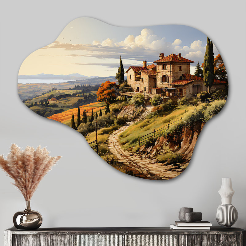 «Country Charm Tuscan Splendor», art mural métallique asymétrique pour le salon, H 27 po x l 35 po
