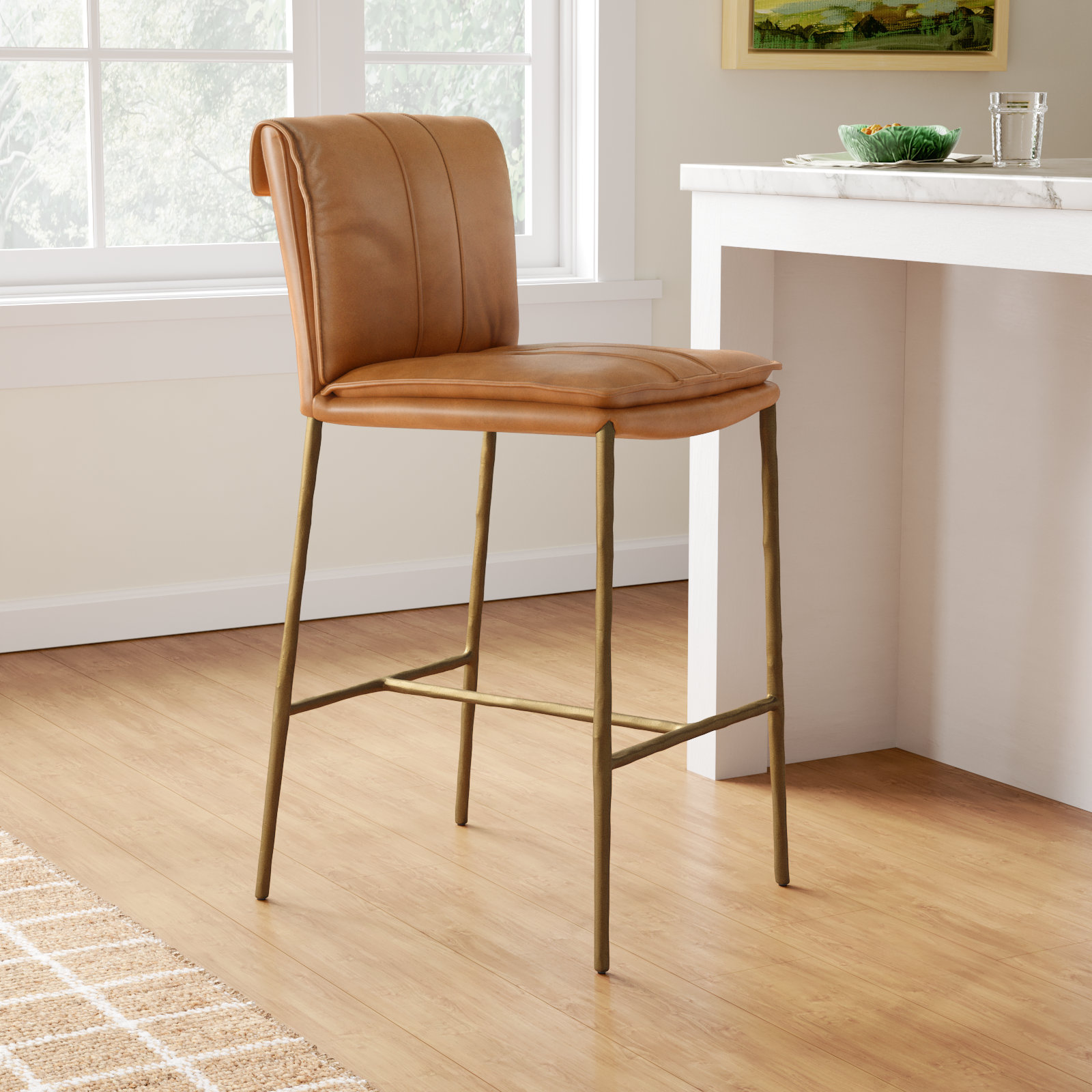 Mayer Bar Stool, Tan, Counter Stool (27" Seat Height)