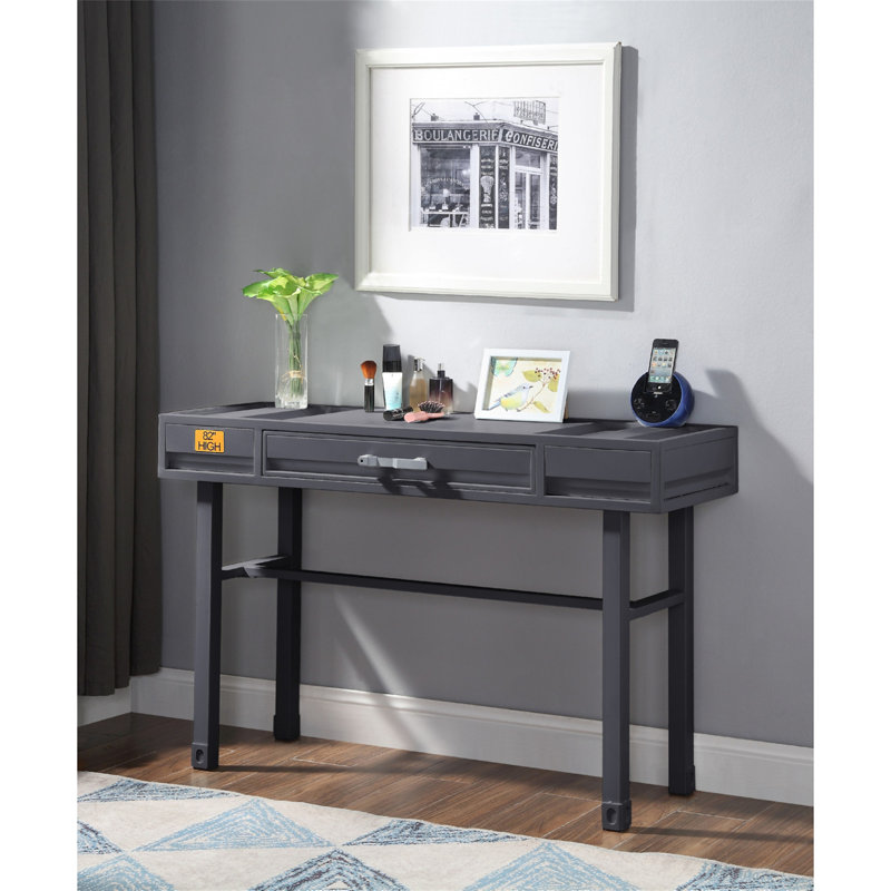 Bureau de coiffeuse en métal avec un tiroir, Métal industriel