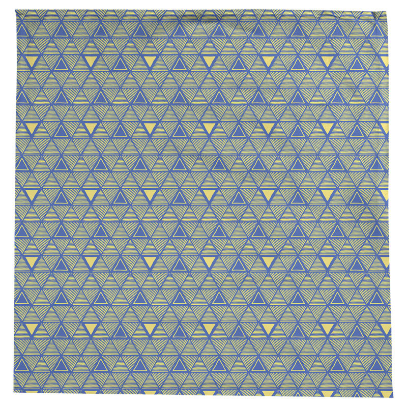 Classic Hand Drawn Triangles Tablecloth, Blue/Yellow