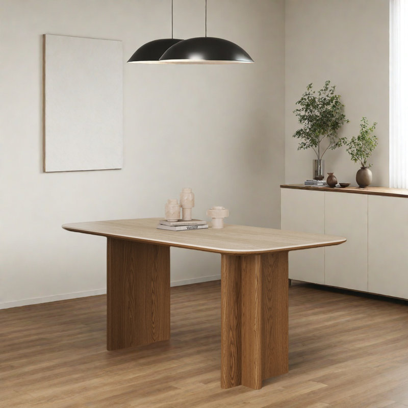 Rock slab countertop rectangular dining table, 29.52"H x 62.99"L x 31.49"W