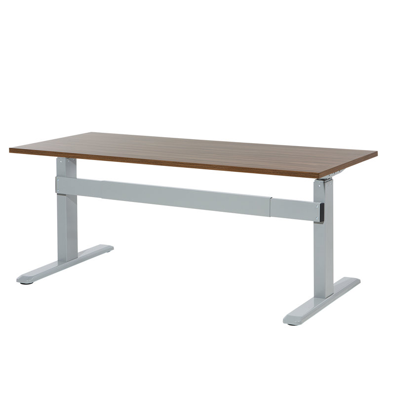 Demps Adjustable Standing Desk, 180cm W x 80cm D, Brown/Grey