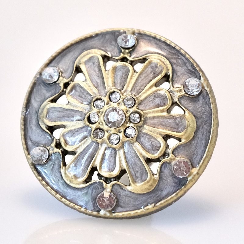 Elegant Jewel Knob - Silver Grey Cloisonne