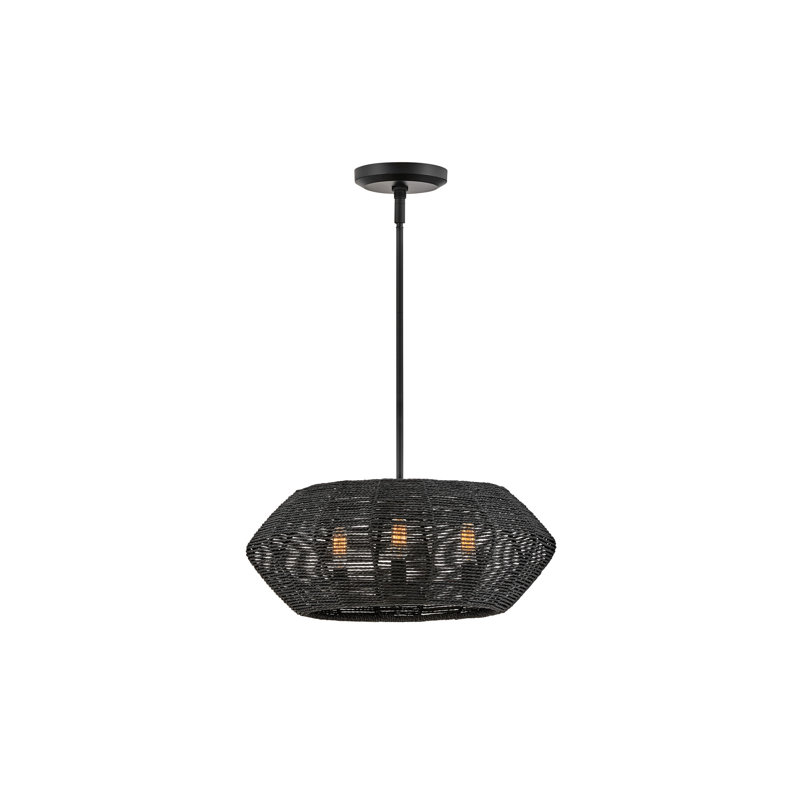 Ariza 3-Light Chandelier, Black, Black