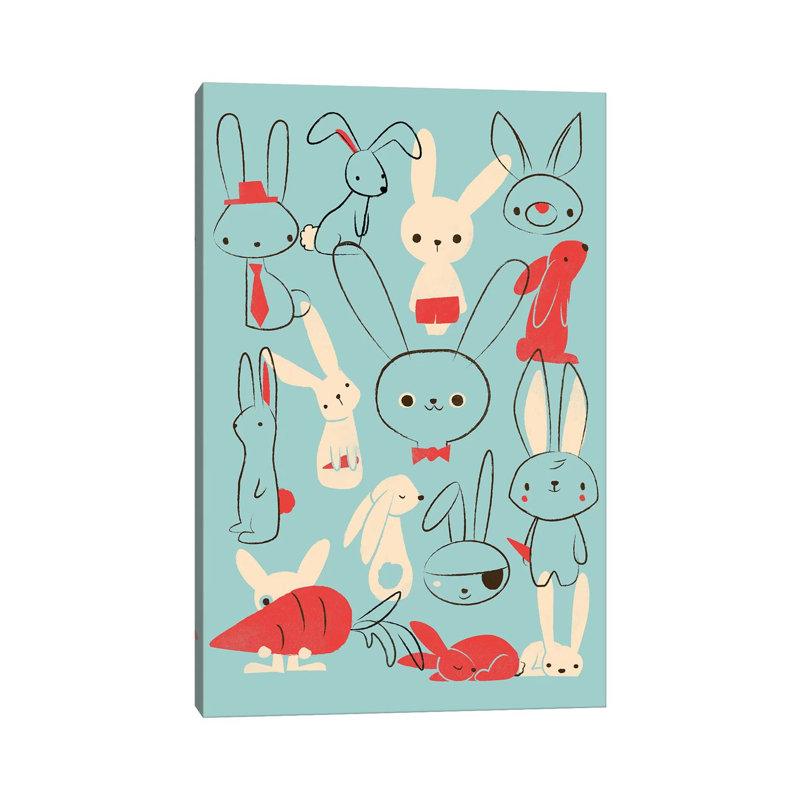 Bunnies Blue by Jay Fleck - Wrapped Canvas Painting, 101.6 cm H x 66.04 cm W x 1.91 cm D