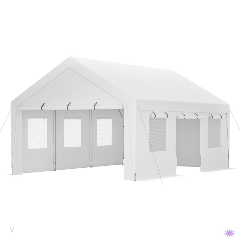 Tente de garage robuste avec abri de rangement en acier et parois latérales amovibles