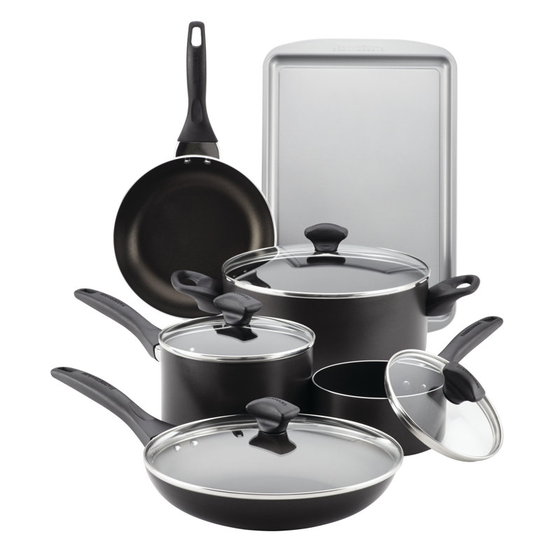 Farberware 15-Piece Black Nonstick Aluminum Cookware Set