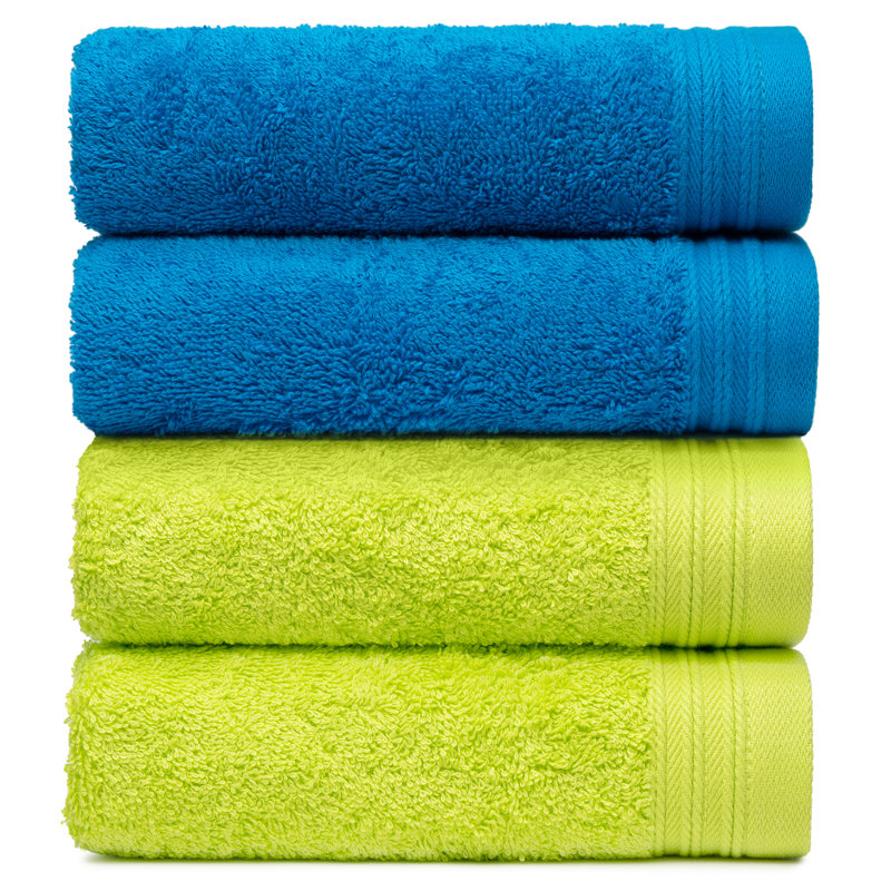 Kendra 4 Piece 100% Cotton Hand Towel Set, Apple Green/Petrol