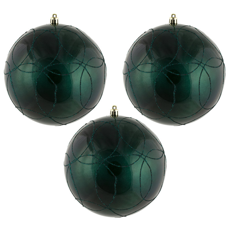 Ornement boule bonbon avec cercle scintillant, Bleu mer
