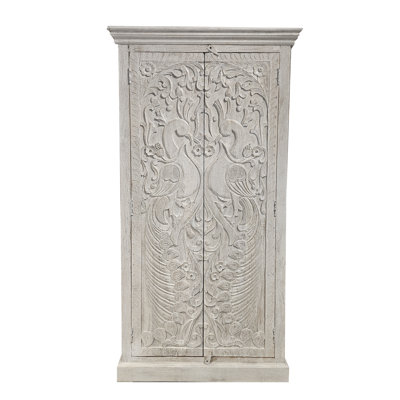 Moonika Solid Wood Peacock Armoire