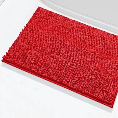 30"X20" - Red Soft Cozy Plush Chenille Bath Mat Bathroom Rug