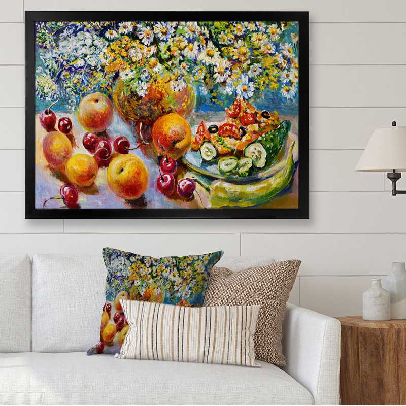 Peinture de fruits et de fleurs, nature morte, Cadre photo noir, H 8 po x l 12 po x P 1 po