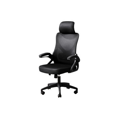 Ergonomic Contemporary Black Mesh Swivel Office Chair, Adjustable Height, Metal Base, High Back With And Breathable Chair Height Swivel, Upholstery, F