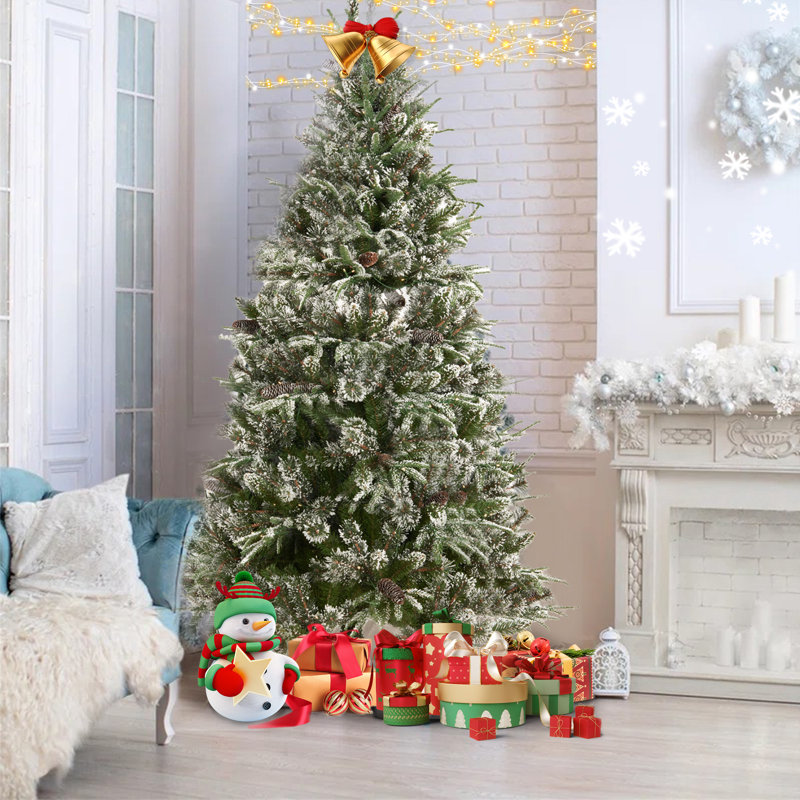 6-ft Pre-lit Pre-decorated Spruce Christmas Tree - 1273 Tips, 29 Pinecones, 240 Lights, Metal Base