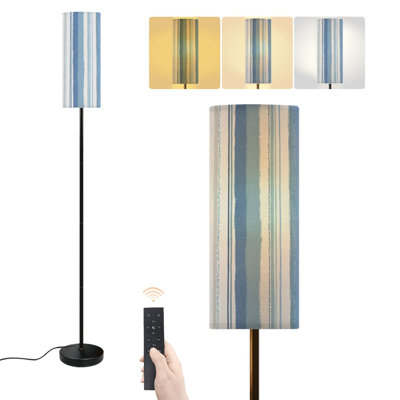 Floor Lamp Blue White Stripes cowboy modern Abstract Vertical Geometric Dimmable Modern Standing Lamp with Remote Control Footswitch Bulb Lampshade Tall Pole Corner Lamp for Living Room Bedroom Office