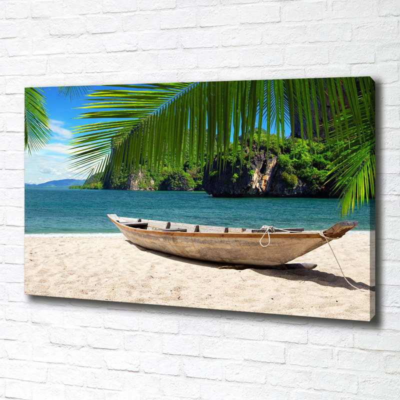 A Boat On The Beach - Wrapped Canvas Print