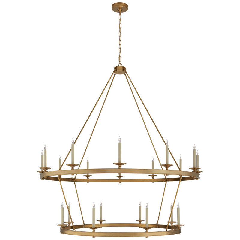 Chapman & Myers Launceton Two Tiered Chandelier, 65" H x 63.5" W x 63.5" D, Antique-Burnished Brass