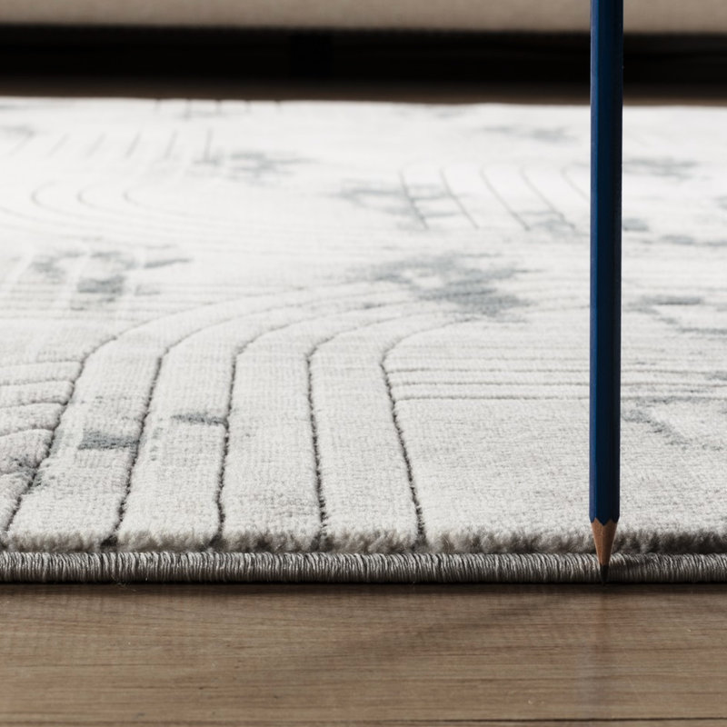 0,42 po Tapis de couloir géométrique gris à hauteur de poils, tapis fabriqué à la machine pour décors intérieurs décontractés, espaces grunge