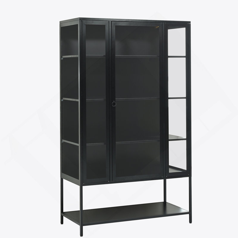 Grande vitrine en fer 67,25 po avec porte en verre et lumières DEL Armoire vitrée en acier pour collectionner des figurines