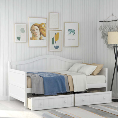 Twin Wooden Daybed With 2 Drawers