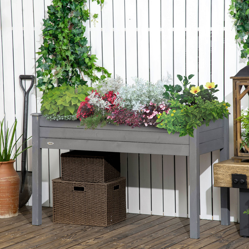 Lit de jardin surélevé avec pieds Outsunny, H 30 po x l 48,25 po x P 22,25 po, Gris