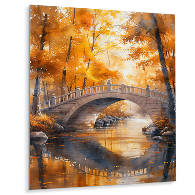 Jaune et beige, automne, rivière de beauté, pont V