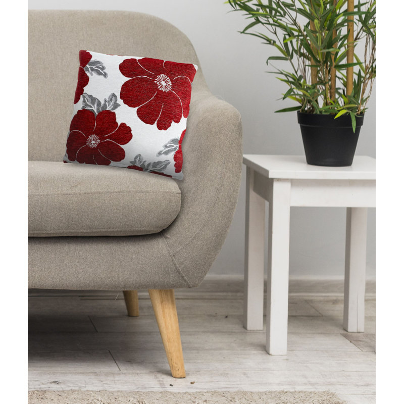 Darionte Poppy Chenille Cushion Cover, 55cm x 55cm, Polyester, Teal