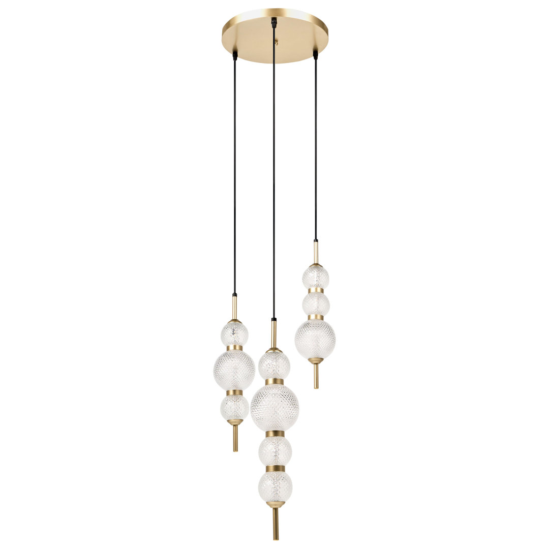 3 Light Pendant Lamp Allson LED Glass Gold