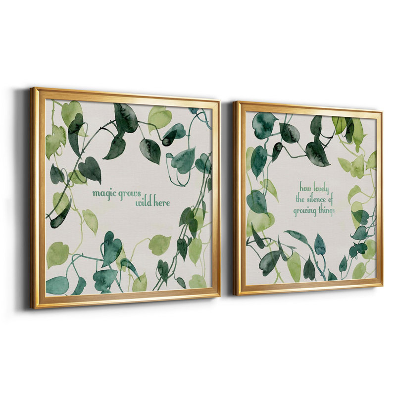 Magic Grows I Magic Grows I - ensemble de 2 reproductions d'art, Toile encadrée dorée, H 26,5 po x l 53 po x P 1,5 po