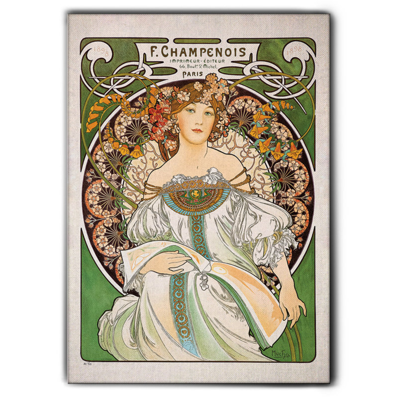 F. Champenois by Alphonse Mucha - Rectangle Painting on Canvas