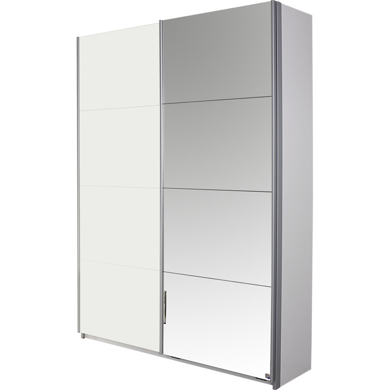 Minosa 2 Door Sliding Wardrobe, Basic: 7 shelves, 1 clothes rail (pull-out clothes, 197cm H x 136cm W x 48cm D