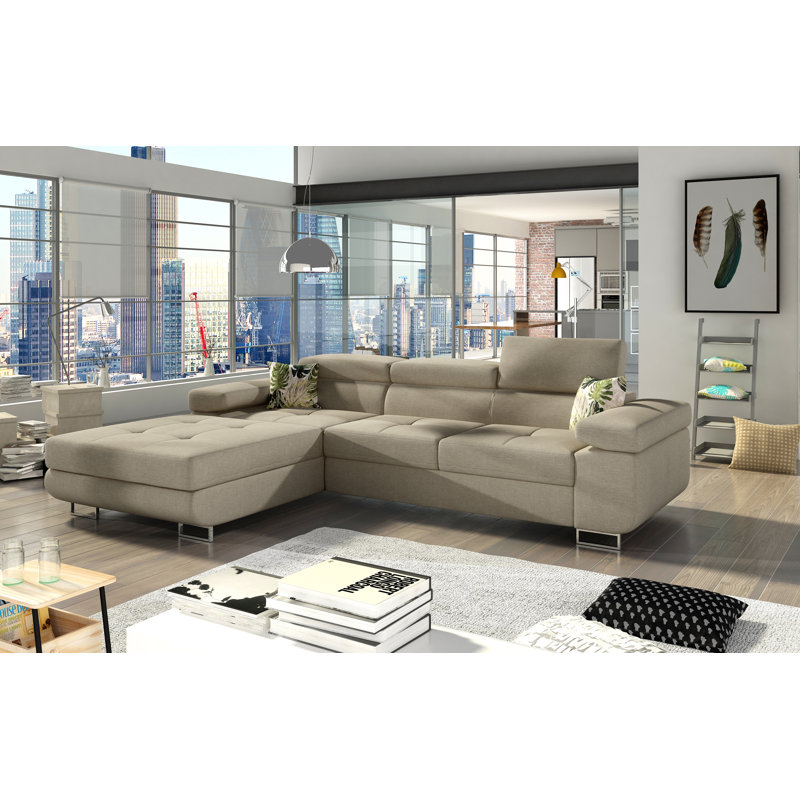 Marni 4 Seater Sofa Bed, Beige, Left Hand Facing